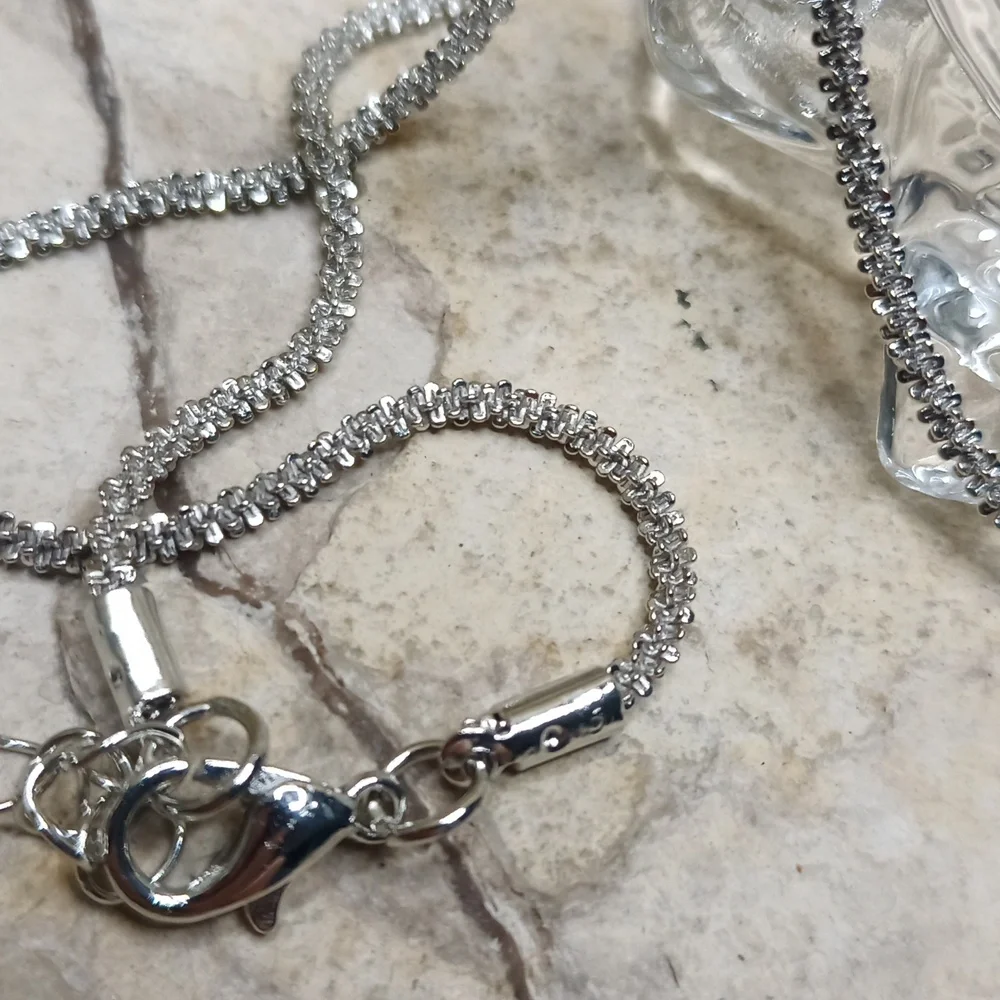 Elegant Diamond CZ Silver Pendant Necklace Bridal Jewelry